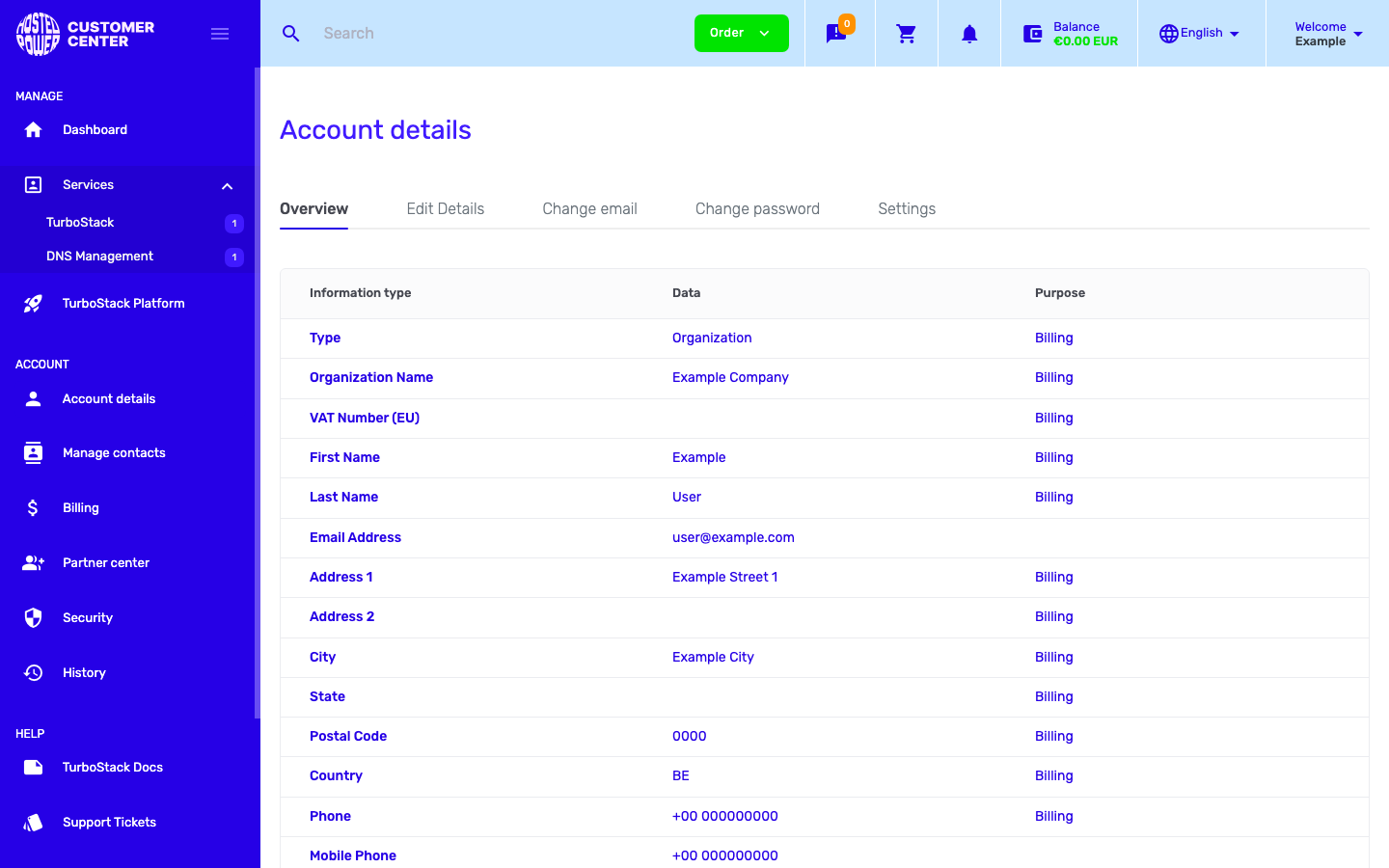 The Account details Overview tab|1000