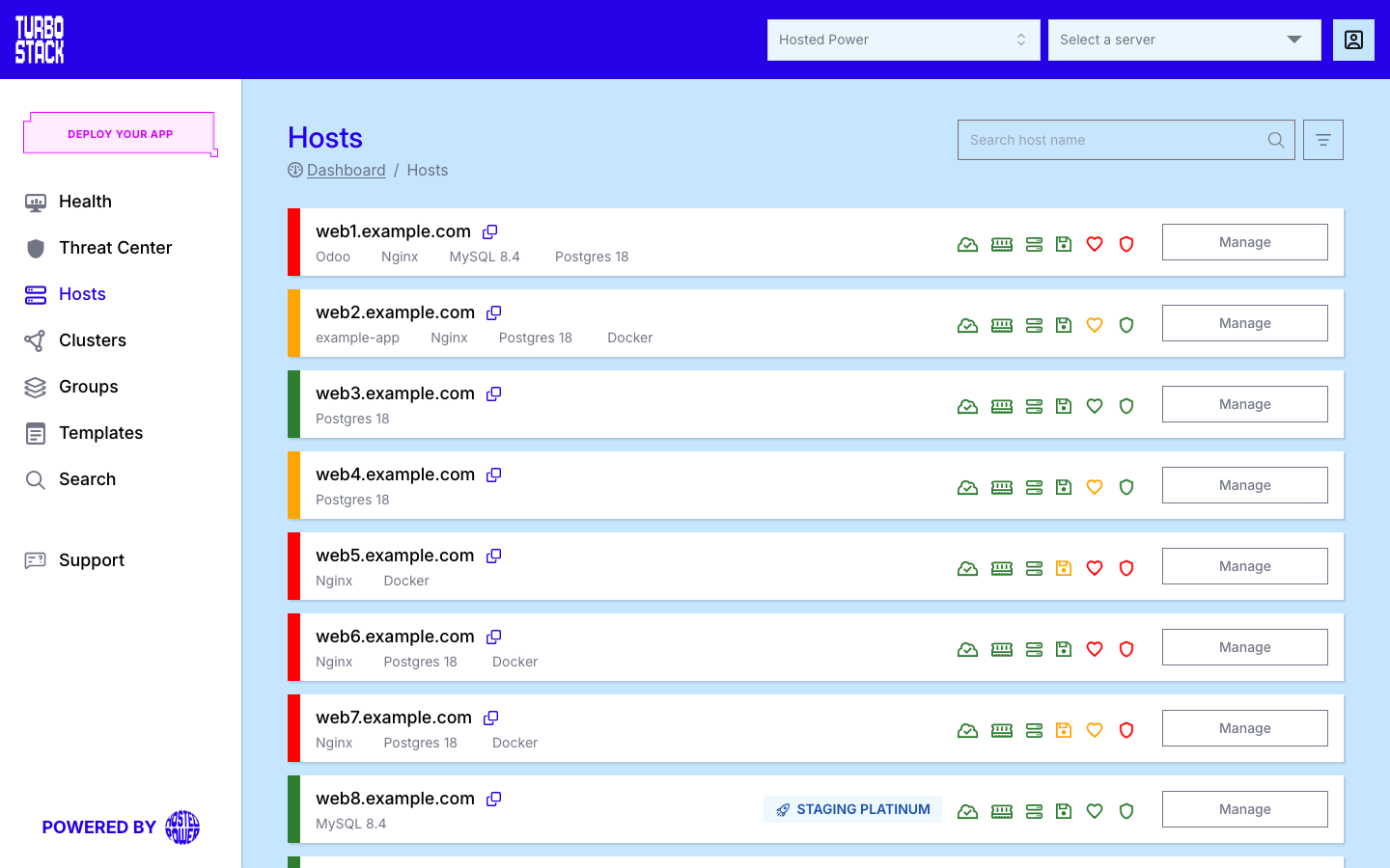 The Deploy your app button above the main navigation