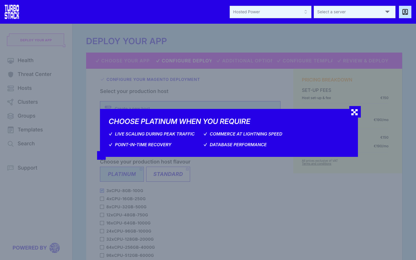 The info popup of the Platinum flavour