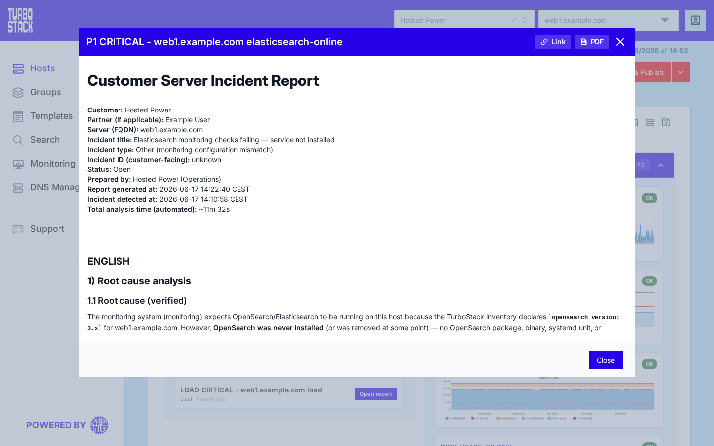 An open investigation report with the Link button that copies a shareable address|1000