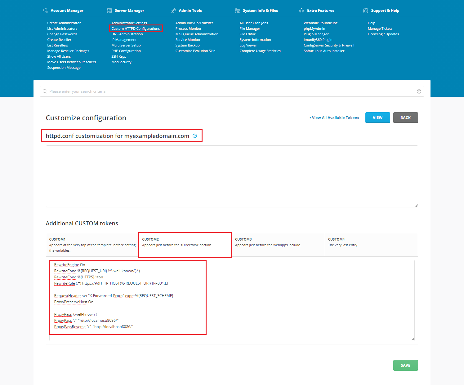 Apache Reverse Proxy DirectAdmin