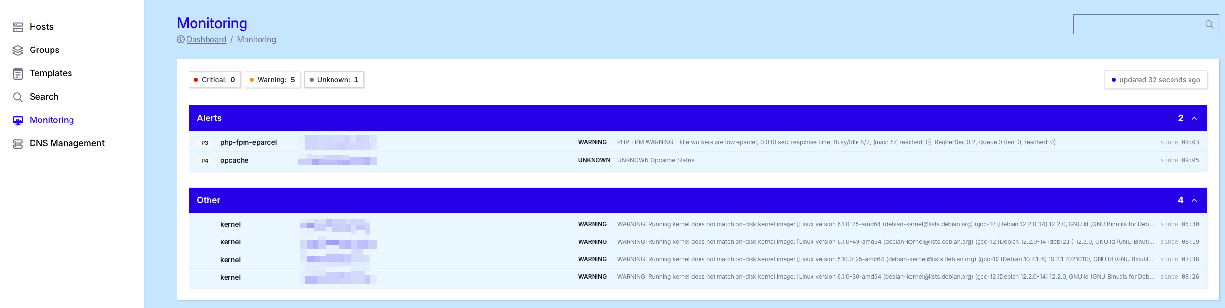 Monitoring dashboard