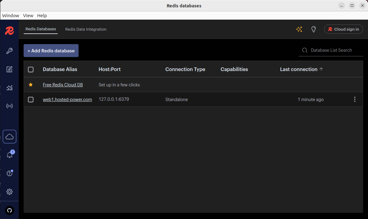 Redis Insight Main Screen